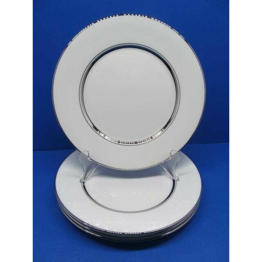 Oxford Lexington 8" Salad Dessert Plates Platinum Trim Bone China Bundle of 5